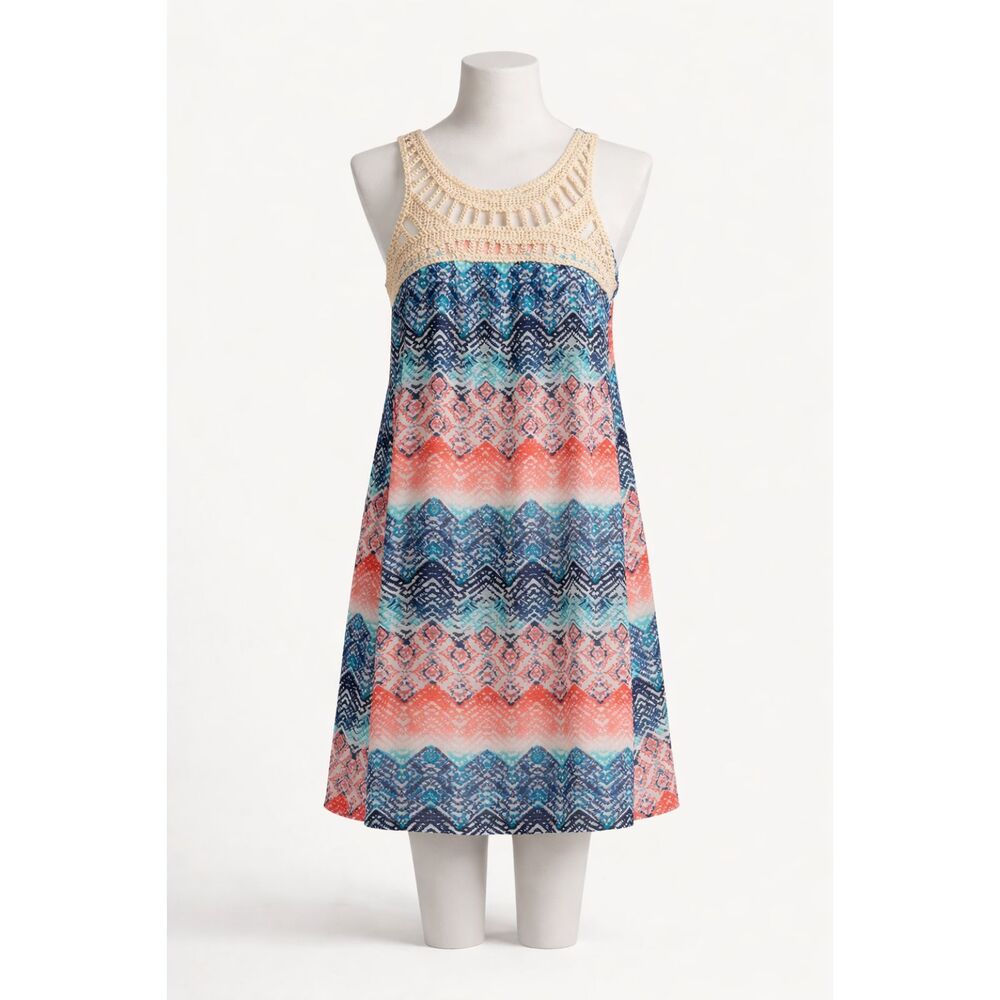 Lily Rose Sleeveless Dress with Crochet Top Fully Lined Size Medium